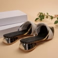 thumbnail image 4 of HomeDM Womens Low Block Heels Sandals Closed Pointy Toe Slip On Mules Sandals Dressy Pumps, Black Size 7.5, 4 of 9