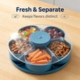 thumbnail image 2 of Divided Spin & Snack Serving Tray, Portable Travel Rotating Multi-Compartment Food Organizer with Lid, Party Platter for Chips, Veggies, Fruits, Dips, Nuts (Blue), 2 of 7