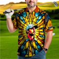 thumbnail image 5 of HOMYGIFTS Custom Face Men’s Golf Polo Shirt – Angular Geometric Glass Pattern Personalized Polo, 5 of 8