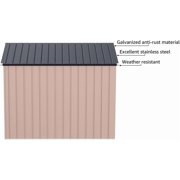 YODOLLA 8 x 6 ft. Outdoor Metal Storage Shed with Lockable Door for Garden Tools in Brown