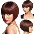 thumbnail image 1 of Bradem Perruque 28 cm Femme Rouge Vin Perruque de Fête - Cheveux Synthétiques Courts, Raides, Perruque Mode Naturelle, 1 of 9