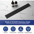 thumbnail image 5 of Linear Shower Drain 18", 304 Stainless Steel Floor Drain with Grid Drain Cover & Hair Strainer, Rectangular Shower Drain w/CUPC Certified, Matte Black, 5 of 5
