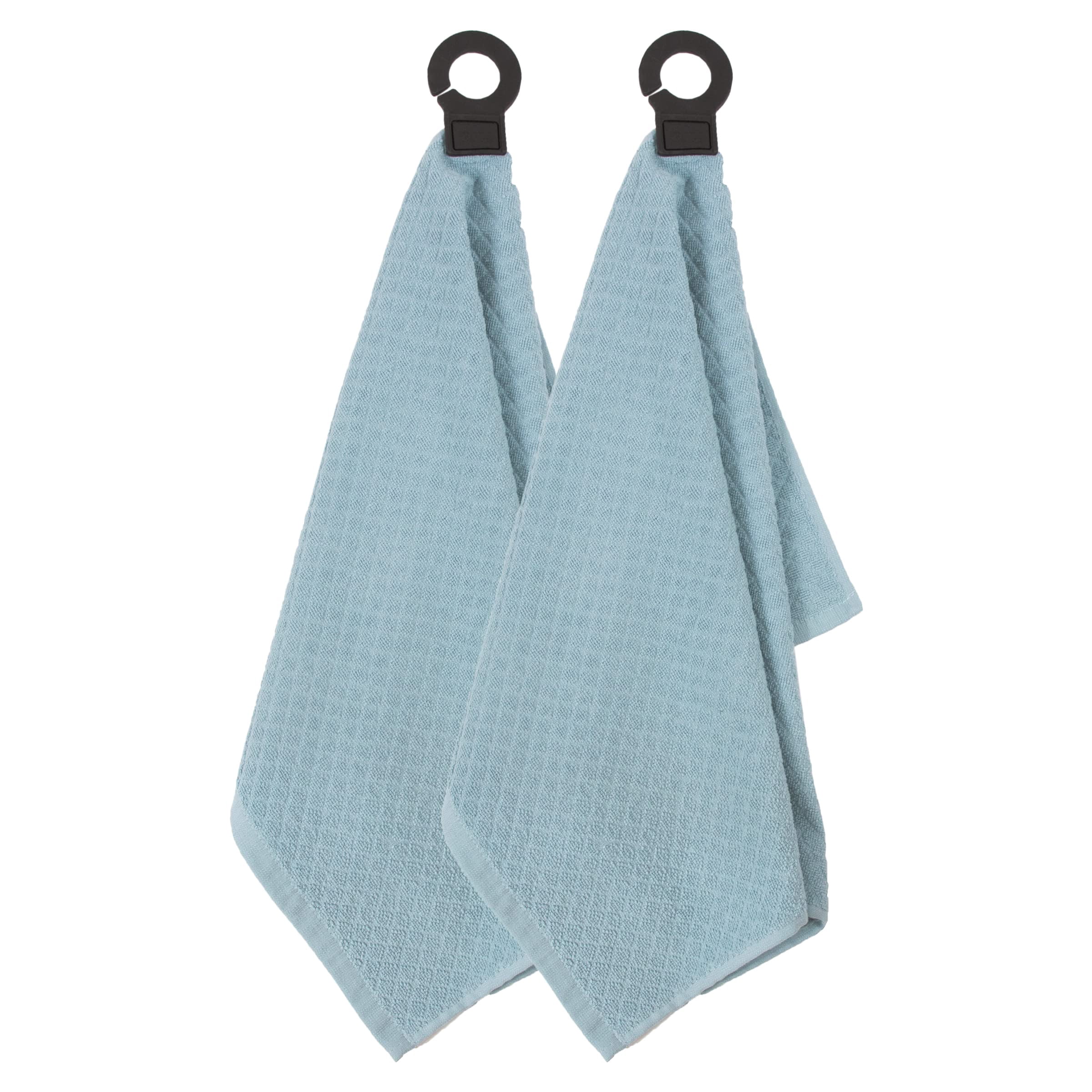 RITZ Hook and Hang Woven Kitchen Towel, Set of Two, Dew