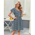 thumbnail image 5 of Zeagoo Womens Midi Casual Summer T Shirt Dresses Short Sleeve Button Down Dress With Pockets, 5 of 6