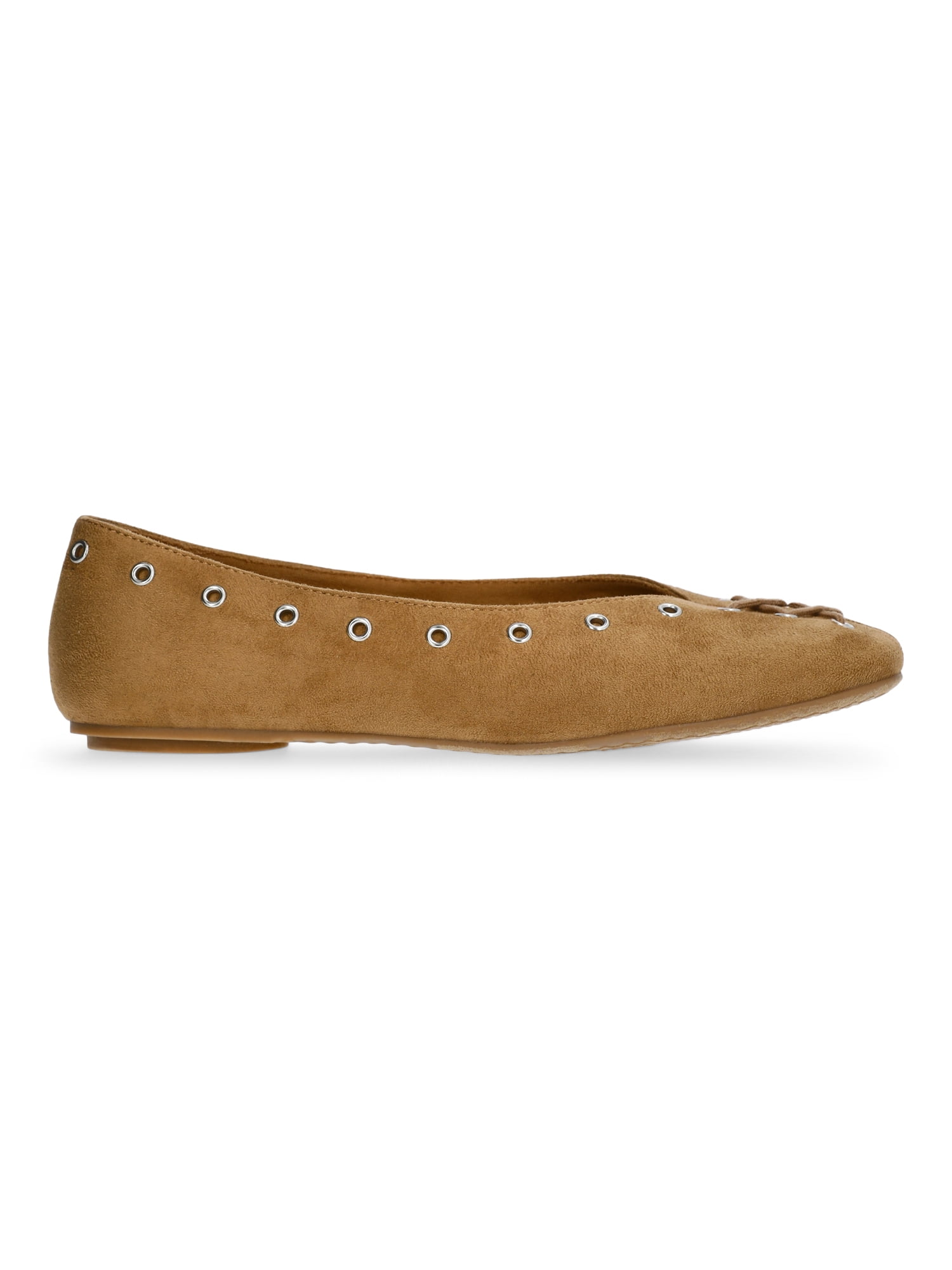 Time and Tru Women's Faux Suede Corset Ballet Flats