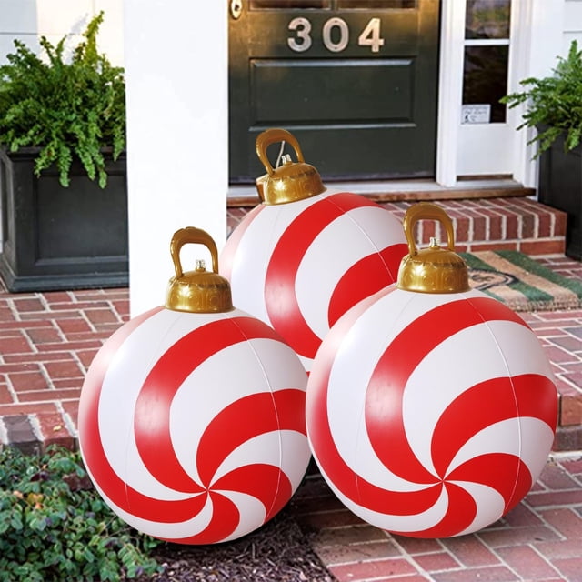 YoGold Inflatable Christmas Balls Oversized PVC Christmas Ornaments Large Christmas Tree Balls Blow Up Christmas Ornaments Decorations For Yard Lawn Porch Party Decor B