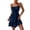 Navy, variant on Busydd Summer Dresses for Women Fashion Ruched Spaghetti Straps Sun Dresses Women Solid Color Sleeveless Square Neck Mini Dress L