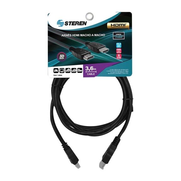 Cable HDMI Steren de Macho a Macho 3.60 m Modelo 206-HDMI-36
