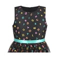 thumbnail image 6 of Sunny Fashion Girls Dress Black Sleeveless Colorful Alphabet Belt Cute School Hanky Hem 12 Years, 6 of 8