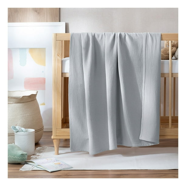 Manta Muselina para Bebé 100% Algodón Frazada Esquimal Ideal para Cuna, Niños y Decoración (Gris)