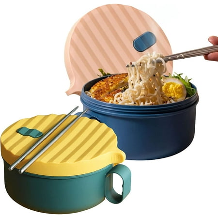 

40oz Noodle Bowl Portable Soup Bowl with Handle Instant Noodle Cooker Microwave Safe BPA Free - Dorm Room Essentials for College Students