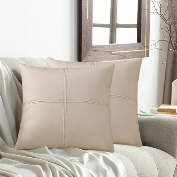 Fmbmuo Cross-Stitch Throw Pillow – Distressed Linen Square Cushion for Sofa & Bed