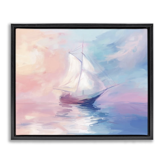 Stupell Industries Transitional Soft Pastel Sea Vessel Black Floating Frame Canvas Art, 21 x 17, by Arlington Prints