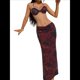 thumbnail image 3 of Vestido Maxi de Baño con Estampado Floral Triangular y Espalda Descubierta para Mujer Rojo M, 3 of 8