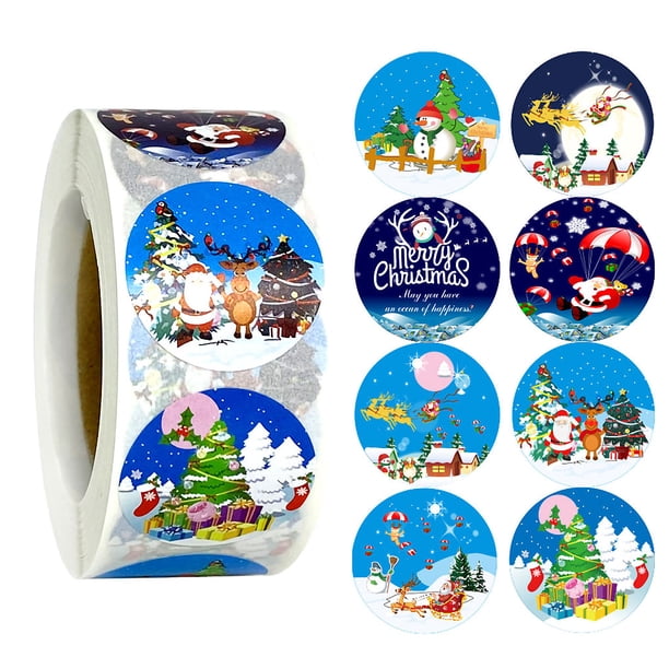 Vogacara 500 Uds./rollo de bolsas de dulces de Navidad, pegatina de sellado, bolsa de regalo, etiqueta adhesiva, caja de favores, calcomanías Juguetes de construcción A Vogacara FN000102-01