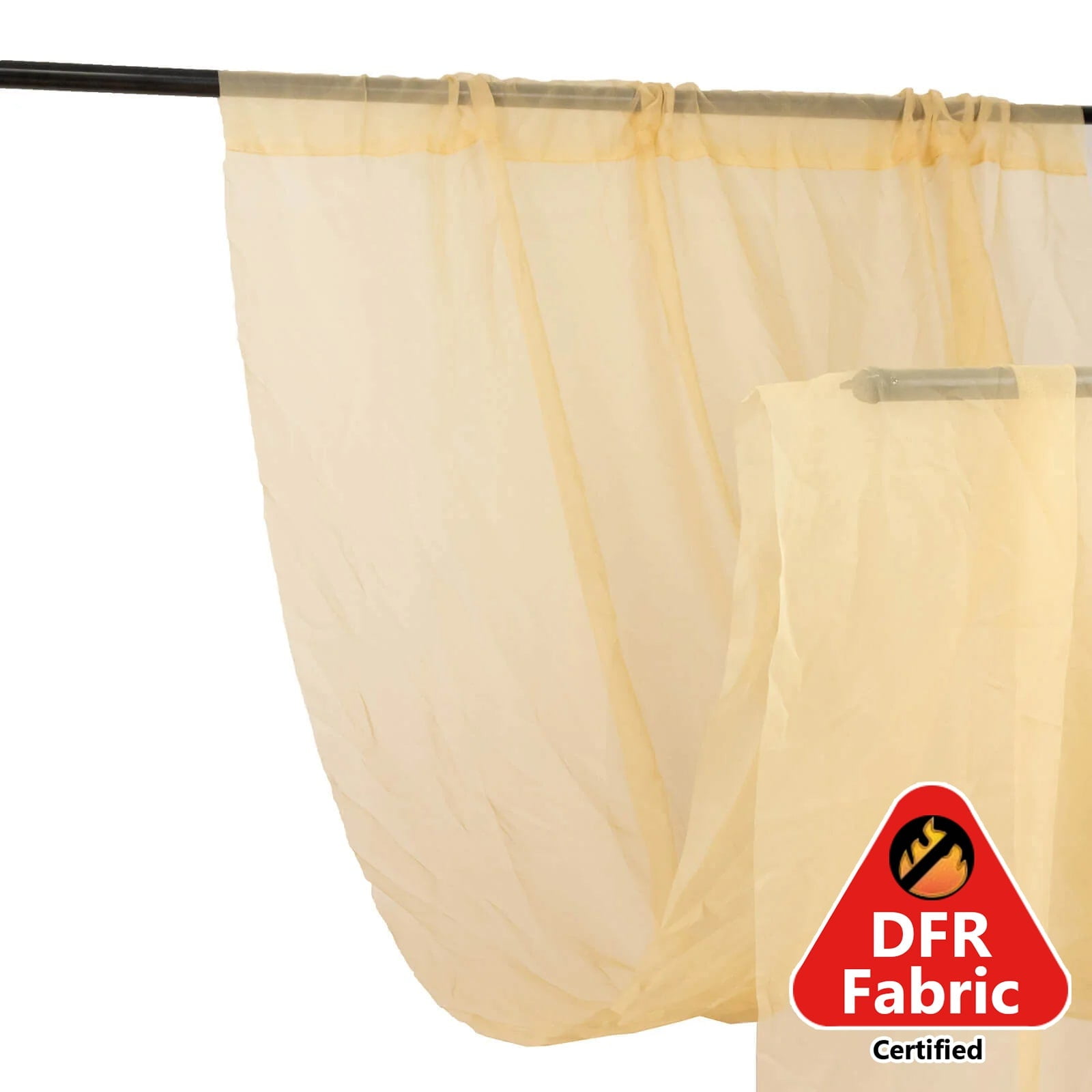 Efavormart 5ftx32ft Premium Champagne Chiffon Curtain Panel, Backdrop Ceiling Drapery With Rod Pocket