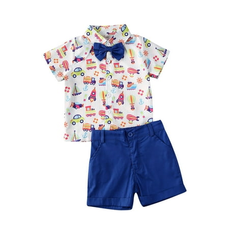 

Canrulo Toddler Baby Boy Short Sleeve Button Down Shirt Shorts Set 2T 3T 4T 5T 6T Outfits Summer Clothes Royal Blue 3-4 Years