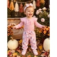 thumbnail image 4 of Loicainy Infant Baby Girls Fall Outfit 3 6 9 12 Months Long Sleeve Romper with Flower Pants and Headband Clothes Set, 4 of 9