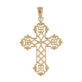 thumbnail image 1 of 14K Solid Yellow Gold Lacey Cross Pendant Charm, 1 of 9