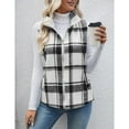 thumbnail image 6 of Womens Plaid Jackets - Plaid Vests for Women Casual Warm Sleeveless Zip up Fleece Vests with Pockets for Fall Winter Warm Lapel Collar Jackets Coats, 6 of 6