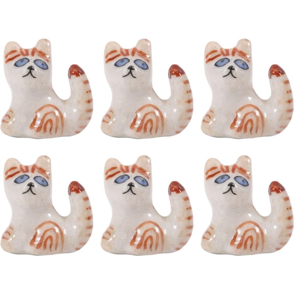 6 Pcs Porcelain Cat Beads Teeny Tiny Cat Bead Handmade Porcelain Loose Spacer Beads for DIY Jewelry Making for DIY