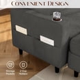 thumbnail image 4 of Modern L-Shaped Sectional Sofa with Storage Ottoman and 2 Cup Holders, Convertible 3-Seater Corduroy Couch with Side Pockets for Small Apartments, Living Rooms, and Offices, Dark Gray, 4 of 7