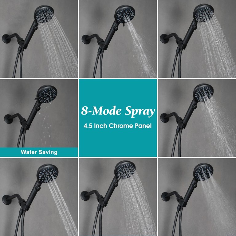 Shower Holder Handheld Shower Head With On Off Pause Switch, 8-Mode ...