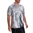 thumbnail image 4 of Lars Amadeus Sequin Dress Shirt for Men's Short Sleeve Button Down 70s Disco Costume Party Shirts L Silver White, 4 of 5