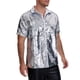 thumbnail image 4 of CAMISA DE FIESTA DISCO DE LOS 70 PARA HOMBRES, CON BOTONES Y MANGAS CORTAS, COLOR PLATA Y BLANCO, 4 of 5
