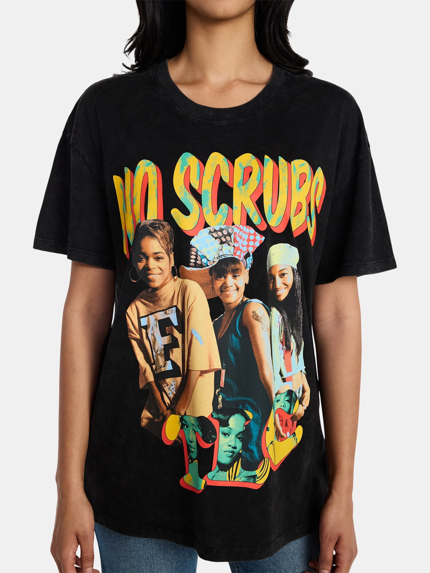 TLC Women's Front Back Graphic Band Tee with Short Sleeves, Sizes XXS-XXL