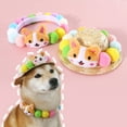 thumbnail image 5 of Lomubue Pet Hat Cartoon Cute Doll Decor Colorful Pompoms Adjustable Cord Wide Brim Photo Prop Retro Small Puppy Cat Dog Sunscreen Hat Party Costume Decoration, 5 of 10