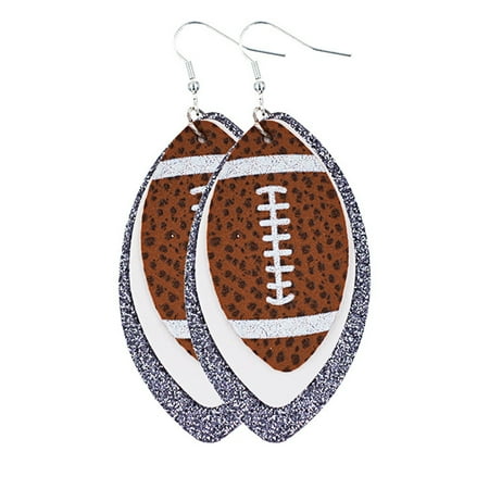 

Artificial Leather Football Pendant Earrings Unique Jewelry
