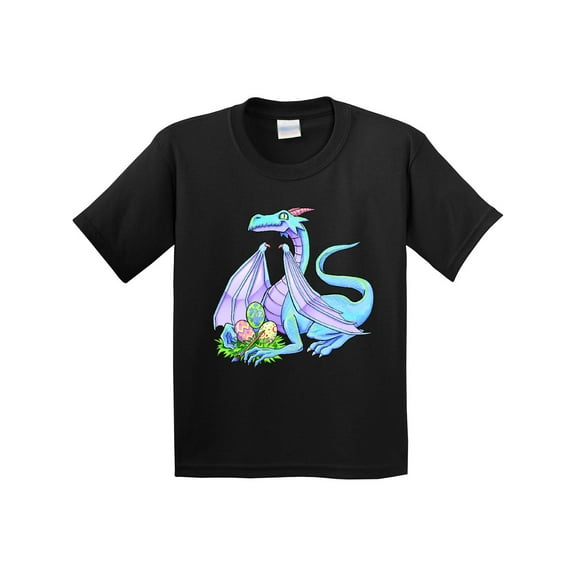 Inktastic Blue Easter Dragon with Painted Eggs Youth T-Shirt