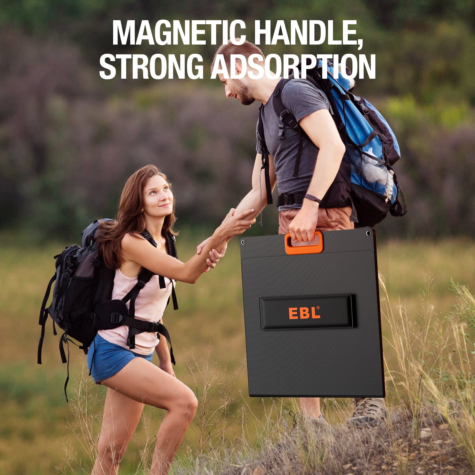 EBL 2PACK Solar Apollo 100W Portable Solar Panel for 240/300/500/1000/1500/2000 Power Station (Upgraded), with Adjustable Kickstand and Parallel Cable, Waterproof IP65