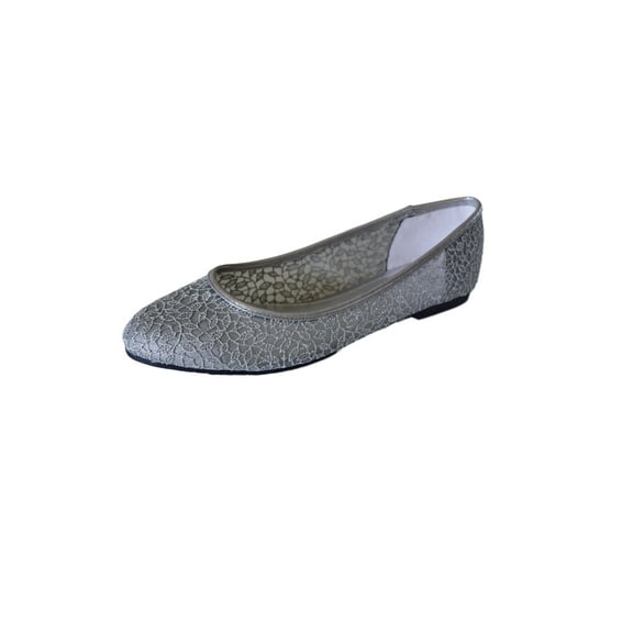 Adrianna Papell Women's Bethie Silver Valencia Flat 6.5