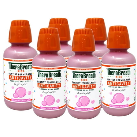 TheraBreath Kids Anticavity Mouthwash, Bubblegum Blast, 10 FL OZ - 6 Pack