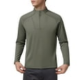 thumbnail image 3 of LMOIPLI Men's Quarter Zip Pullover Long Sleeve Sweatshirts Mock Neck Pullover Casual Stretch Workout Athletic Tops Army Green XXXXL, 3 of 9