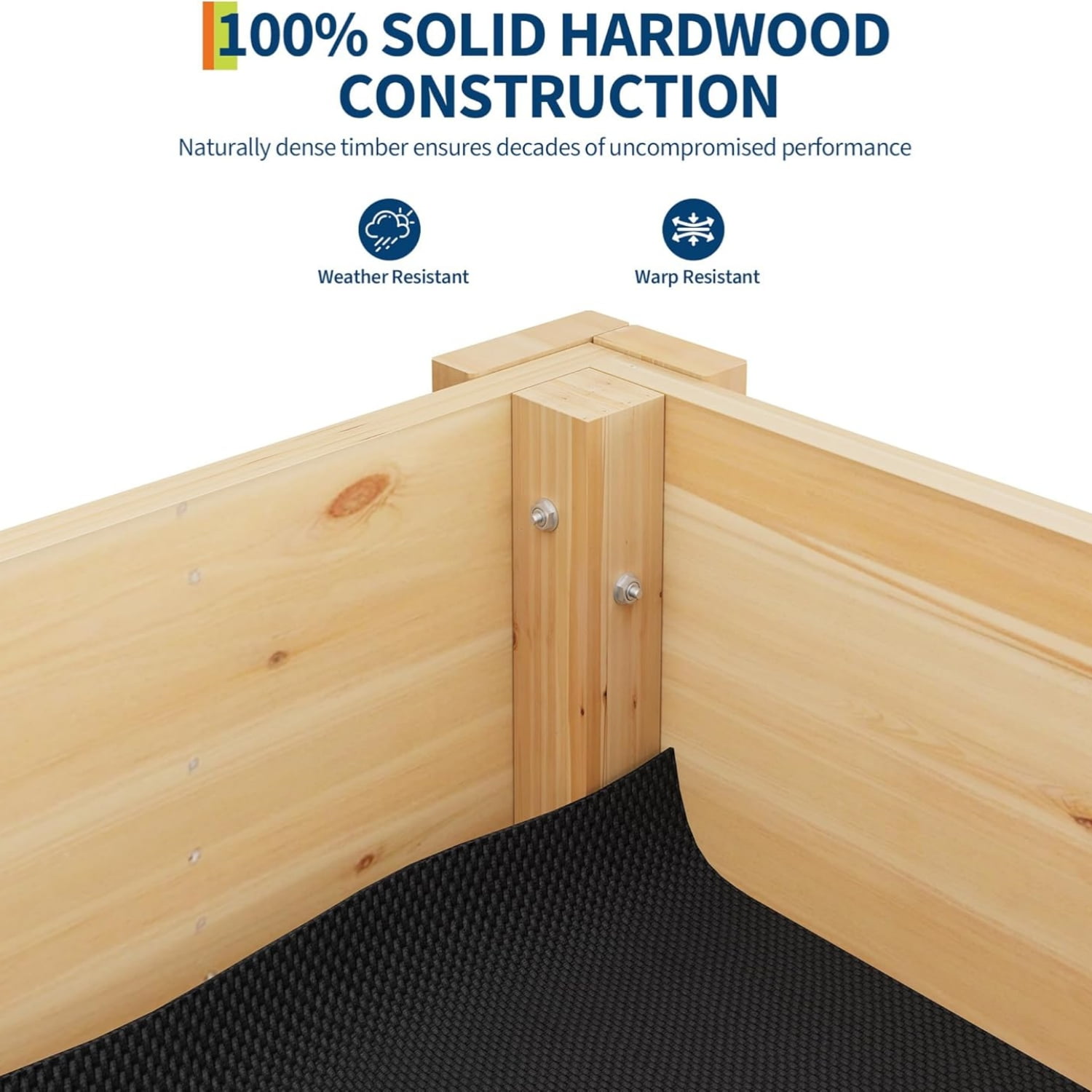 Garvee Wood Planter Box, Wooden Raised Garden Bed with Legs & Hooks, 46.06 x 23.1 x 30", Oak