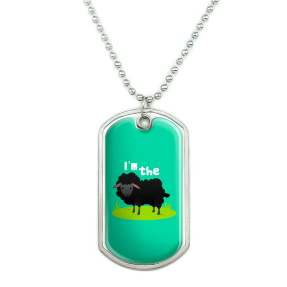 I'm The Black Sheep Funny Military Dog Tag Pendant Necklace with Chain