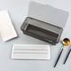 thumbnail image 5 of Caja de almacenamiento transparente con tapa abatible y orificios de drenaje, organizador de cubiertos para palillos, cucharas, cuchillos y tenedores, apilable para encimera., 5 of 6