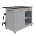 Kelsey Kitchen Island with 2 Stools and Drawers, Gray
