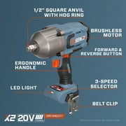 SENIX 20 Volt Max* Brushless 1/2-Inch Impact Wrench, 750 Ft-Lbs Max Torque, Tool Only, PDWX2-M3-0