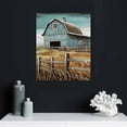 thumbnail image 5 of PIKWEEK Farmhouse Canvas Wall Art Framed Landscape Painting Teal Old Barn Rustic Country Farm Decor Picture for Bedroom Living Room Ready to Hang, 5 of 5