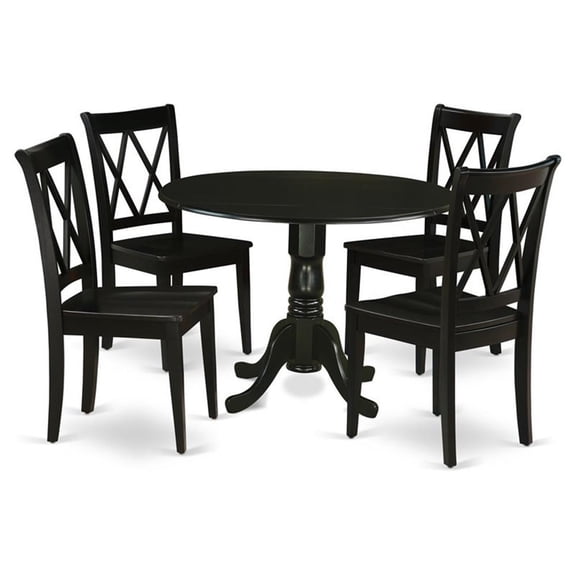 East West Furniture Dining Room Set Black, DLCL5-BLK-W