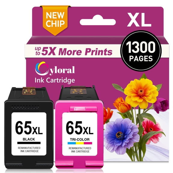 65XL Ink Cartridges Compatible with HP Envy 5055 5000 5052 Deskjet 3755 3700 3752 3772 2652 2600 Printer 65 XL Printer Ink Black/Color Combo Pack, Black and Color