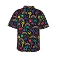 thumbnail image 3 of Daiia Colorful Palms Hawaiian Shirt for Men Gentle Cotton Regular Short Sleeve Casual-Large, 3 of 9
