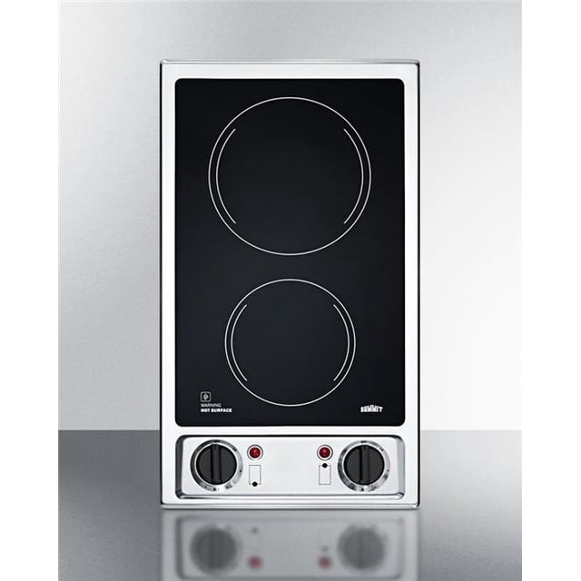 Summit Appliance 115V 2-Burner Electric Cooktop with Stainless Steel Trim