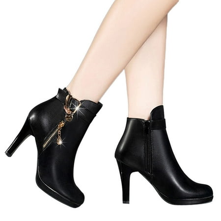 

NECHOLOGY Womens High Heel Boots Size 15 Boot Shoes Shoes High Solid Thigh High Boots for Women No Heels Faux Leather Black 7