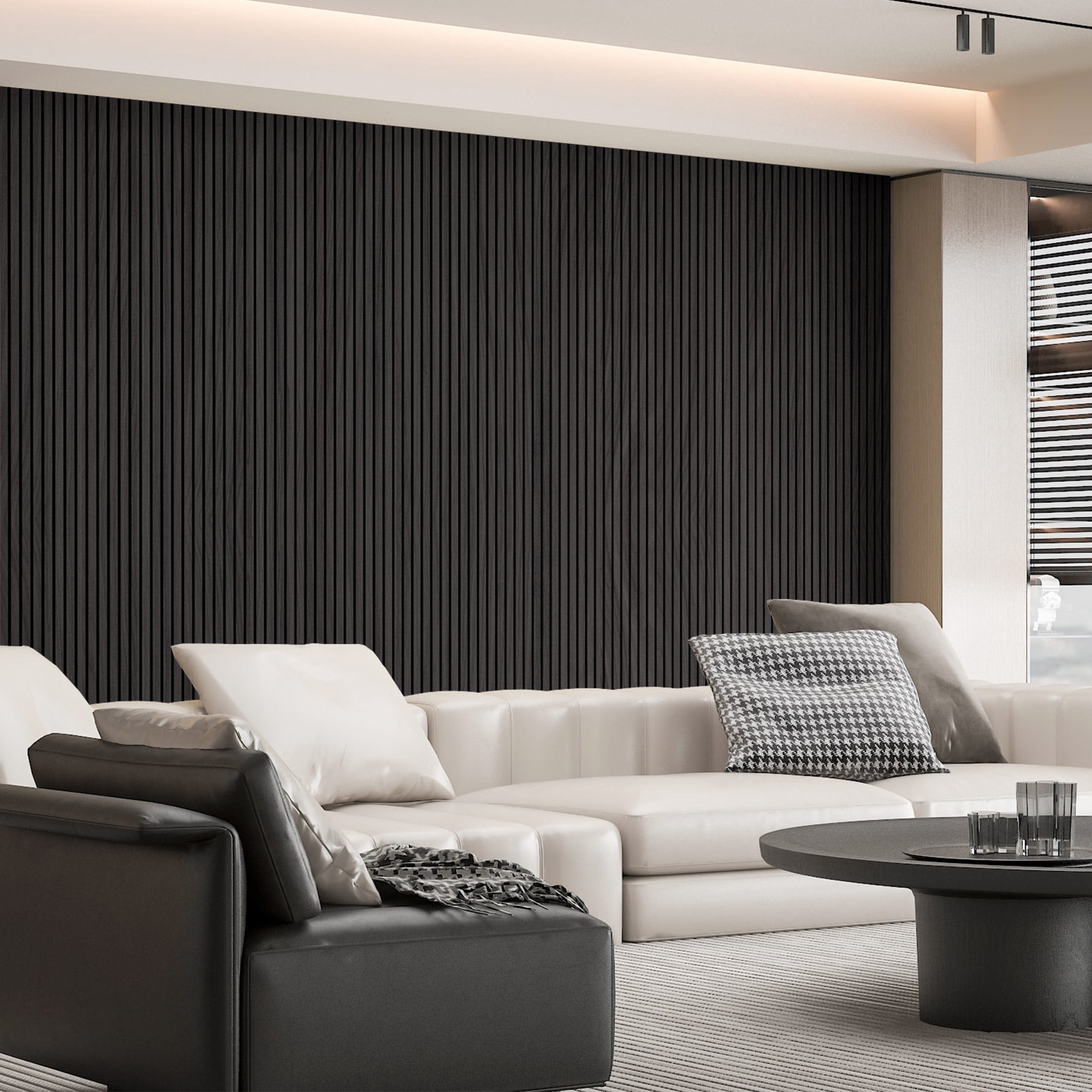 4Pcs 93" x 12" Wood Slat Acoustic Wall Paneling for Modern Interior wall Decor,MDF Accent Wooden Wall Panels,31 Sq.ft,Gray Oak