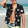 thumbnail image 7 of Susaid Crescent and Stars Print Hawaiian Shirts for Men Women,Hawaiian Summer Short-Sleeve Casual Relaxed-Fit Button-Down,Medium, 7 of 7
